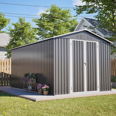 Lockable 8X12 FT Large Metal Outdoor Storage Shed