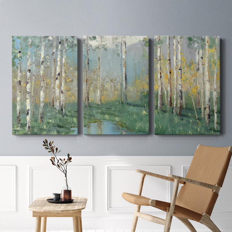 Birch River Reflections - Toile tendue avec châssis de qualité supérieure - Prêt à être accroché, H 60 po x l 120 po x P 1 po