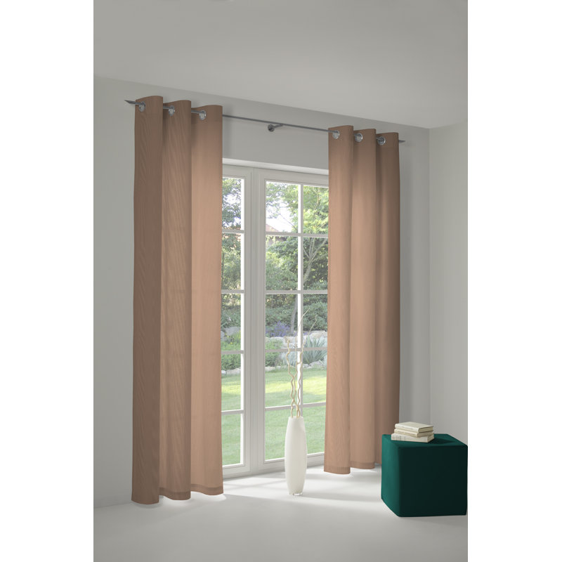 Uni Collection 100% Cotton Room Darkening Curtain Single Panel, 142cm wide x 295cm high, Brown