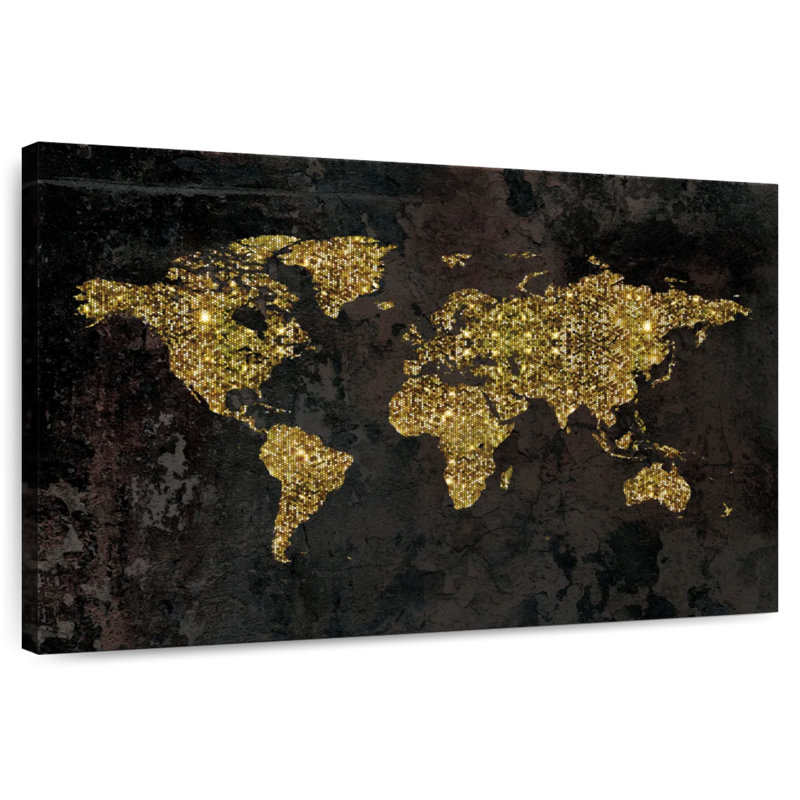 Carte du monde Aliaz Glitzy Gold, H 24 po x l 36 po