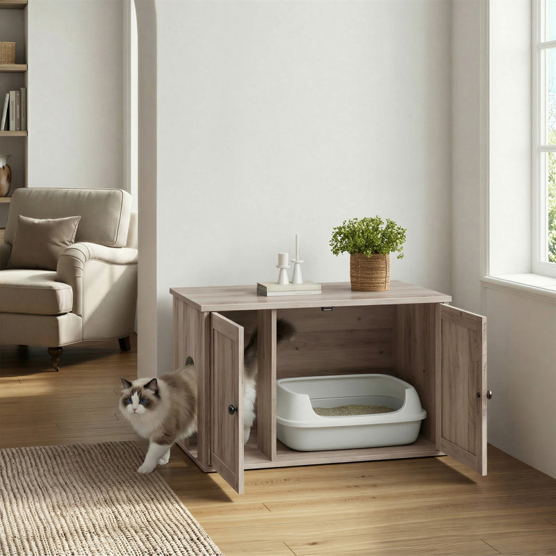 Armoire pour litière pour chat, ensemble pour chat super rapide, armoire pour chat, grège, Grège