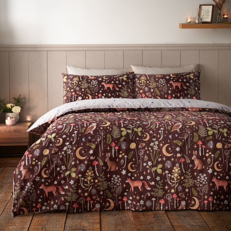 Enchanted Twilight Animals Reversible Duvet Cover Set, Double