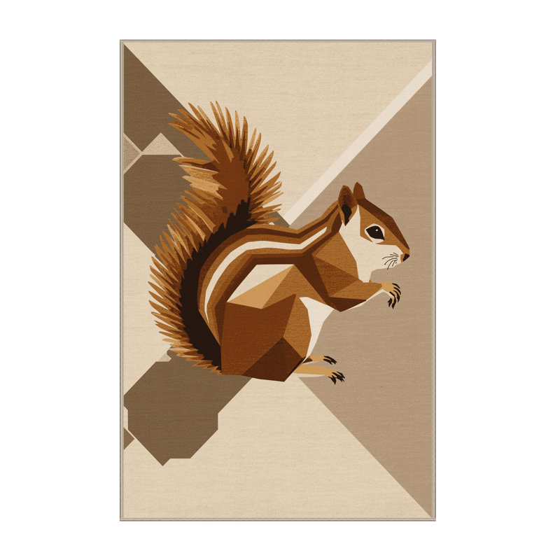 Machine Washable Ozain Chipmunk Modern Geometric Rug in Beige – Beige Binding, 7x10
