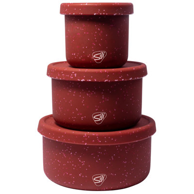 Silipint: Bols à couvercle en silicone: ensemble de 3: moucheté - 10, 20 et 30 oz - flexible, incassable, facile à ranger, antidérapant