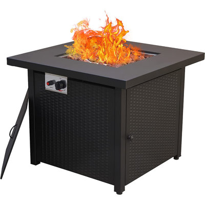 Dorolice Square Steel Propane Smokeless Fire Pit Table with Hidden Fuel Tank