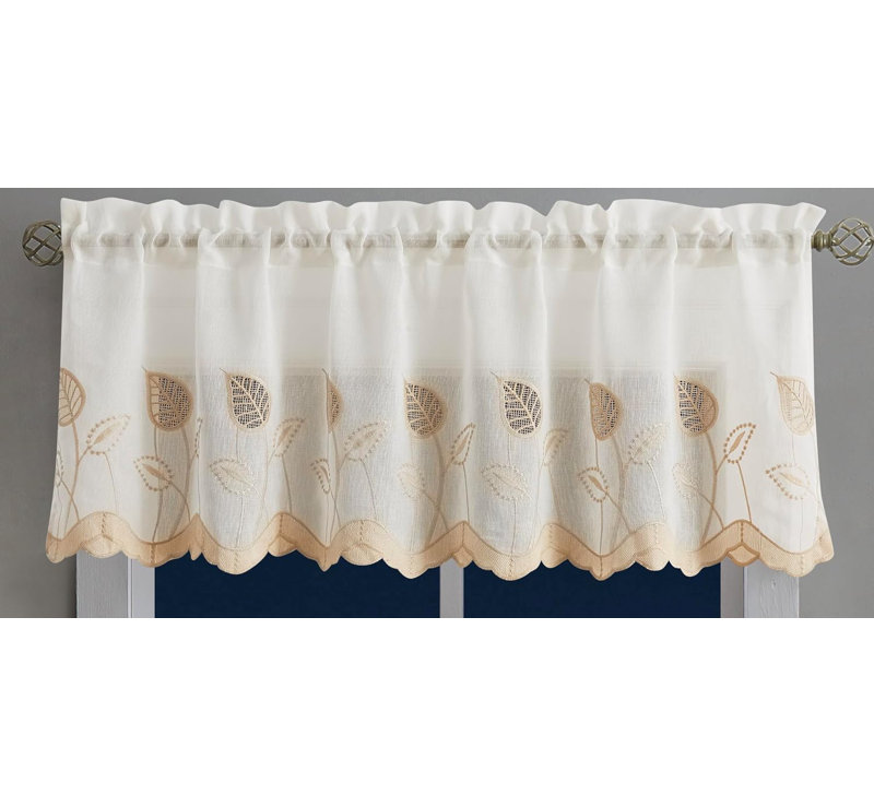 Cantonnière festonnée 18 po Rufe, Beige / lin