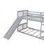 Lit superposé simple gris avec glissade et, fonctionnel pour les pièces partagées, pieds en bois de pin dans un espace limité, garde-corps pleine longueur