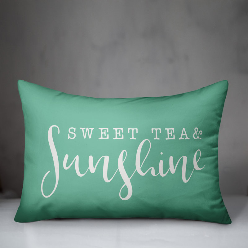 Textual Outdoor Throw Pillow, Mint Green