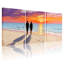 Plage, coucher de soleil, couple, silhouette, reflet, océan, ciel, couleurs, ensemble, de, 3, impressions sur toile-317055708