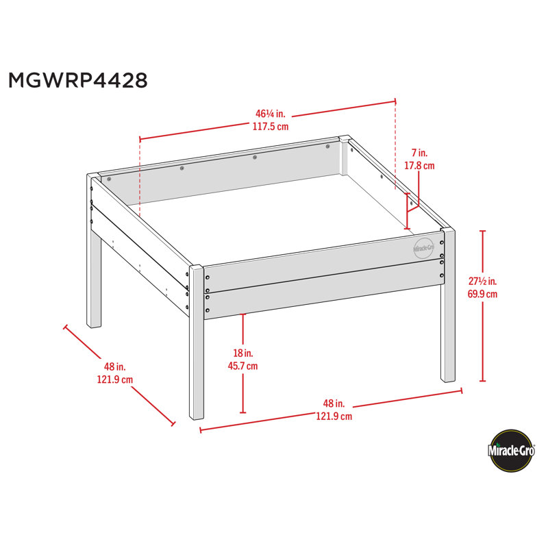 Miracle-Gro Bois 4 X 4 pi Jardinière surélevée, H 28 po x l 46 po x P 48 po