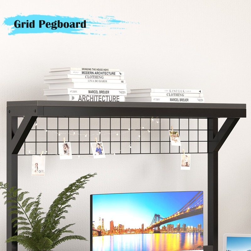 31.5" Computer Desk with Hutch, Space-Saving Office Desk, Study Table, Workstation PC Table, Black
