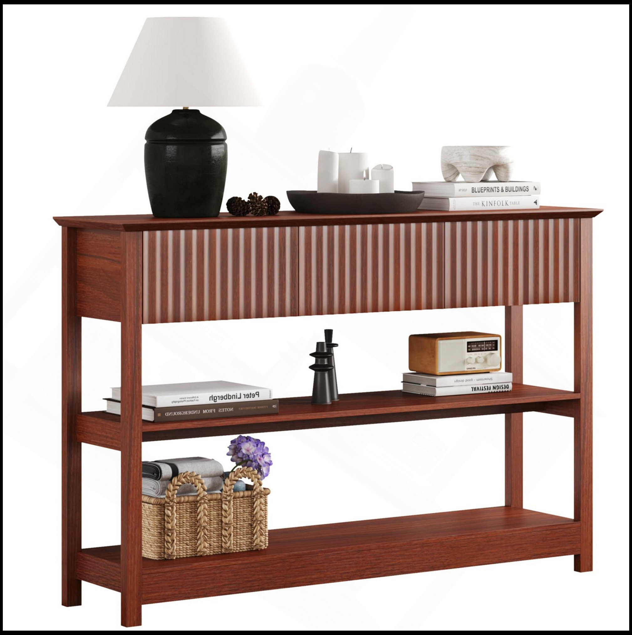 Latitude Run® 47? Fluted MDF Console Table With Dual Drawers & Display ...