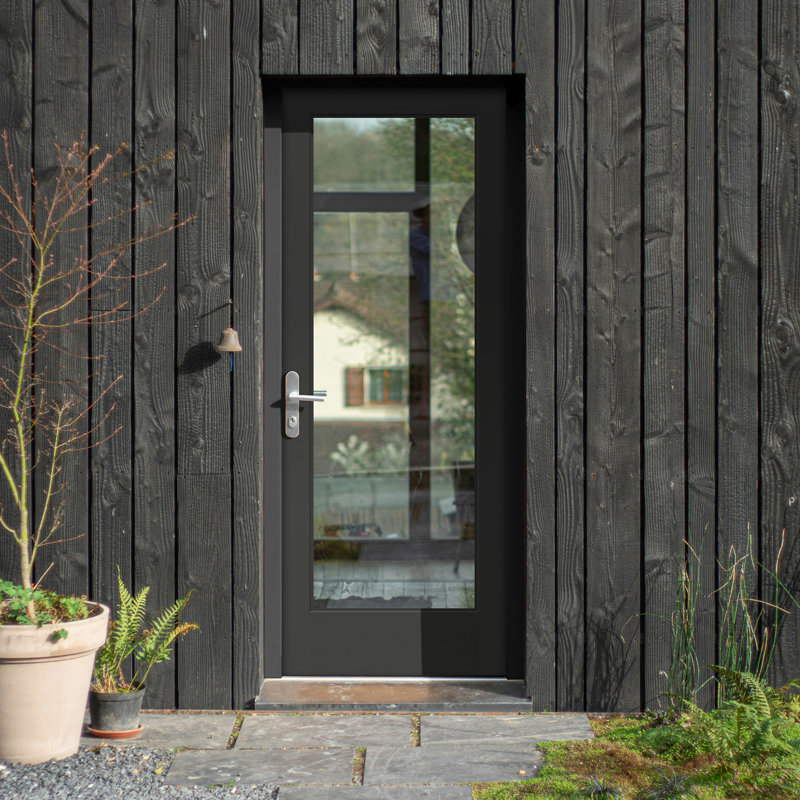 Porte pré-suspendue en fibre de verre noire Direct Glaze Direct, L 30 po x H 80 po, Oui