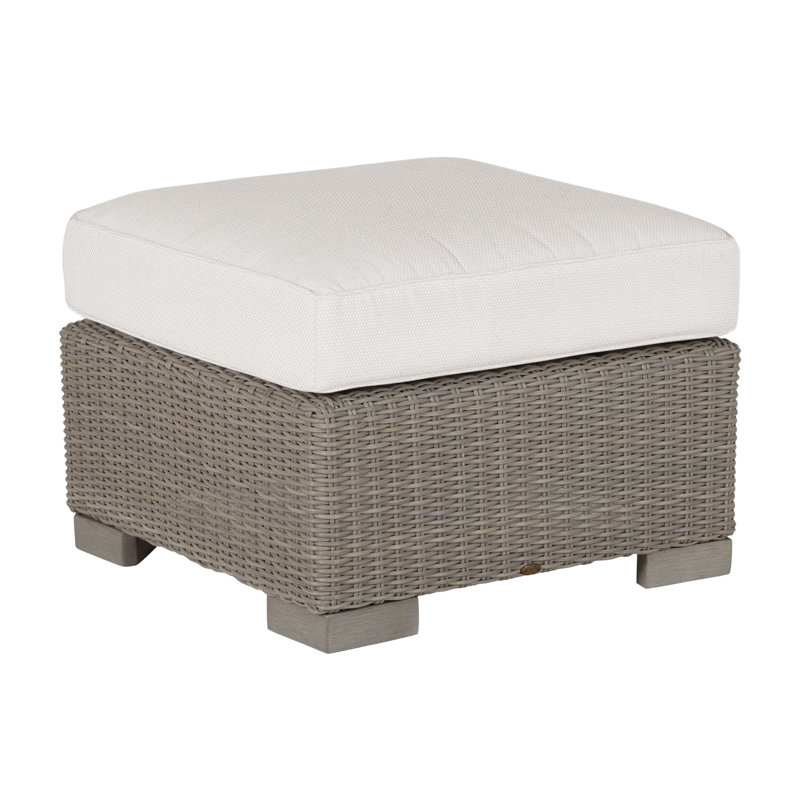 Club N-Dura Resin Wicker Outdoor Woven Ottoman, Welt, Dentelle Rollo, Huître