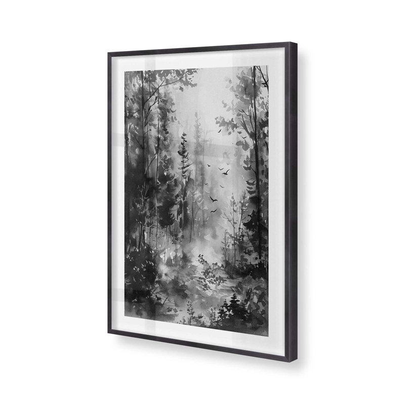 Imprimé forêt enclavée, Cadre en zinc patiné, H 21,25 po x l 17,25 po
