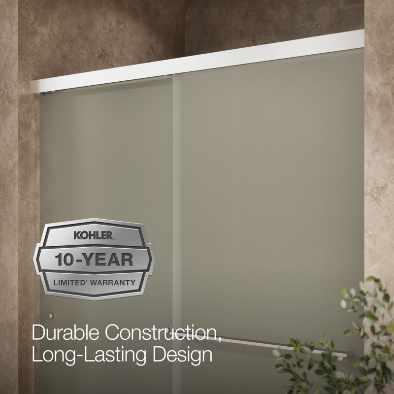 Revel 59.63'' x 76'' Double Sliding Shower Door with CleanCoat® Technology, Frosted, Bright Polished Silver