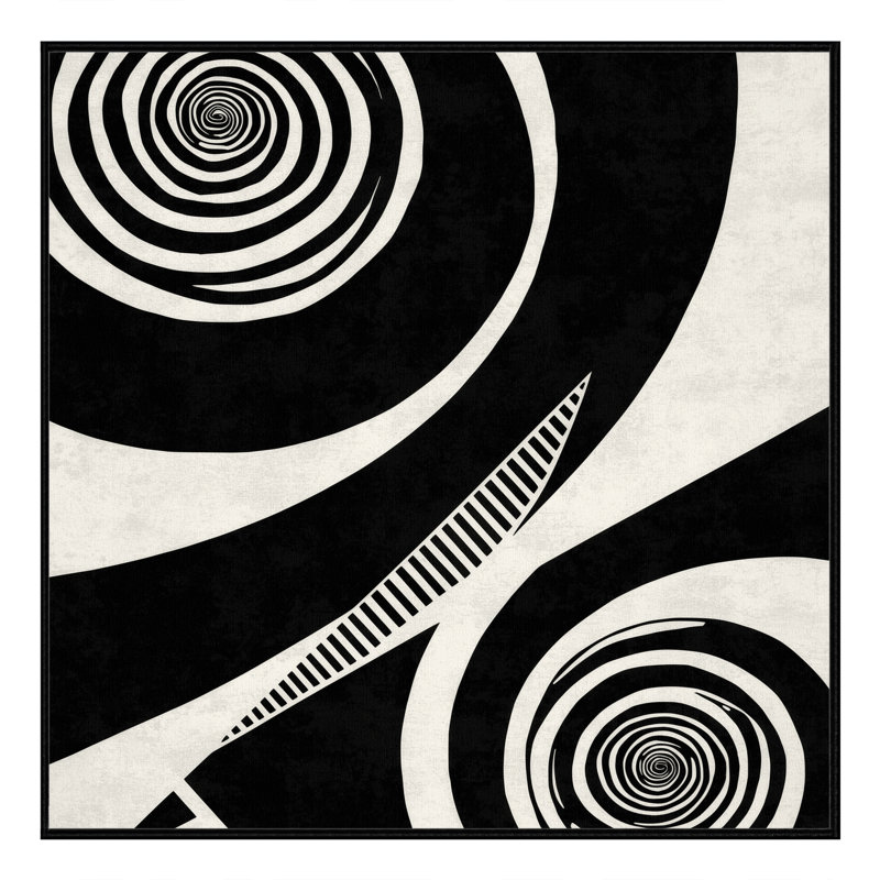 Tapis à motifs géométriques lavables à la machine à motif géométrique bleu et noir, Carré 6 pi