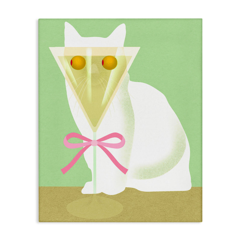 Chat avec des yeux olive Martini, design par Lil 'Rue, H 20 po x l 16 po