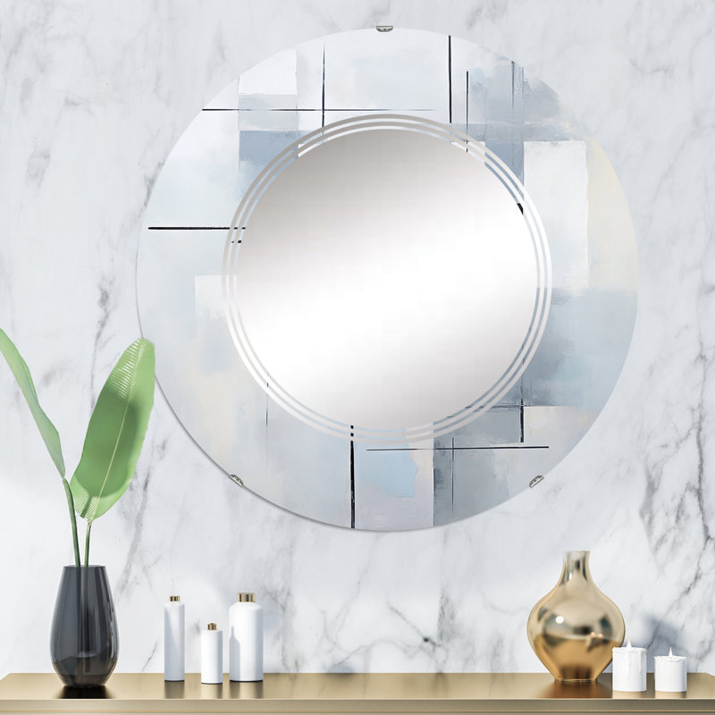 Crumlin - Miroir mural rond moderne, 32 po x 32 po