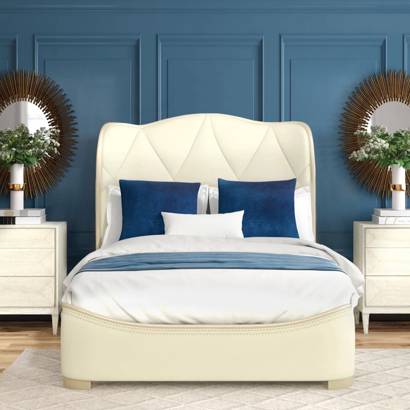 Adela Upholstered Wingback Bed, King