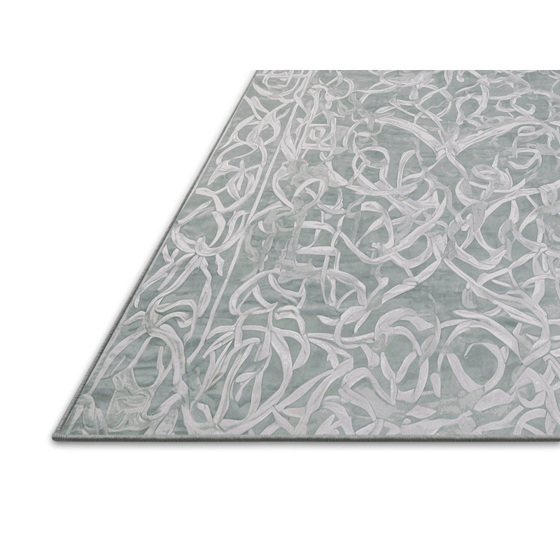 Tapis bleu soyeux et moelleux, Rectangle 8 pi x 12 pi