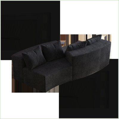 Sectional Sofas | Modern Curved 2-Module Modular Sofa with 4 Pillows, for Living Room Bedroom Office | Corduroy | Standard