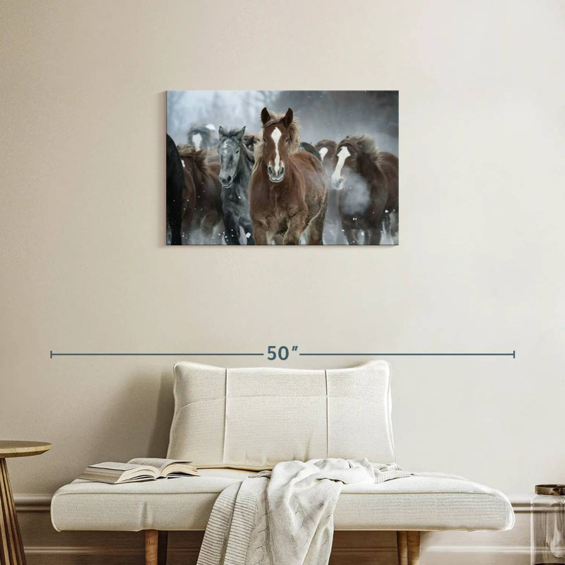 Brampt Horses In Winter, 20" H x 30" W
