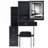 29.2" Small Size Left Bedside Cabinet Vanity Table   Cushioned Stool, 2 AC 2 USB Power Station, Hair Dryer Bracket, Extra Large Touch Control Sliding LED Mirror, Tri-Color Switching, Brightness Adjust