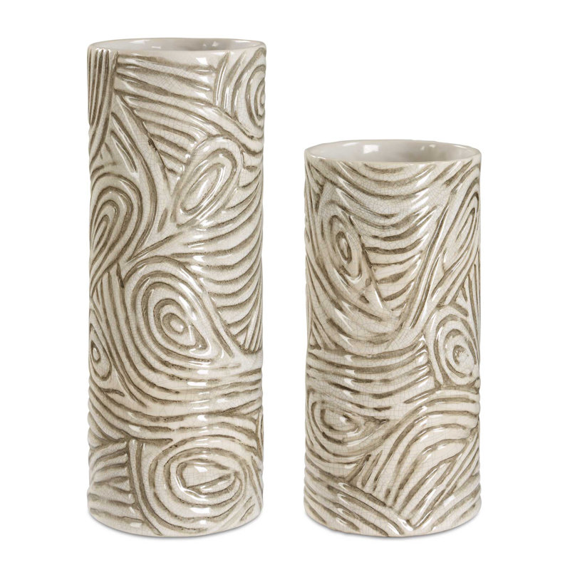 Ensemble de 2 vases Uttermost Timber Swirl
