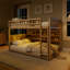 Lit superposé en bois avec tablettes intégrées, lumières DEL à changement de couleur, panneau perforé et conception convertible-337758257