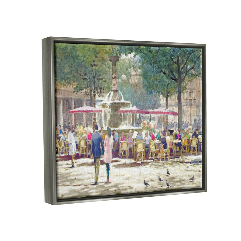 «People At Parisian Cafe» par Steve Hunziker, Cadre flottant gris lustré, H 17 po x l 21 po x P 1,7 po