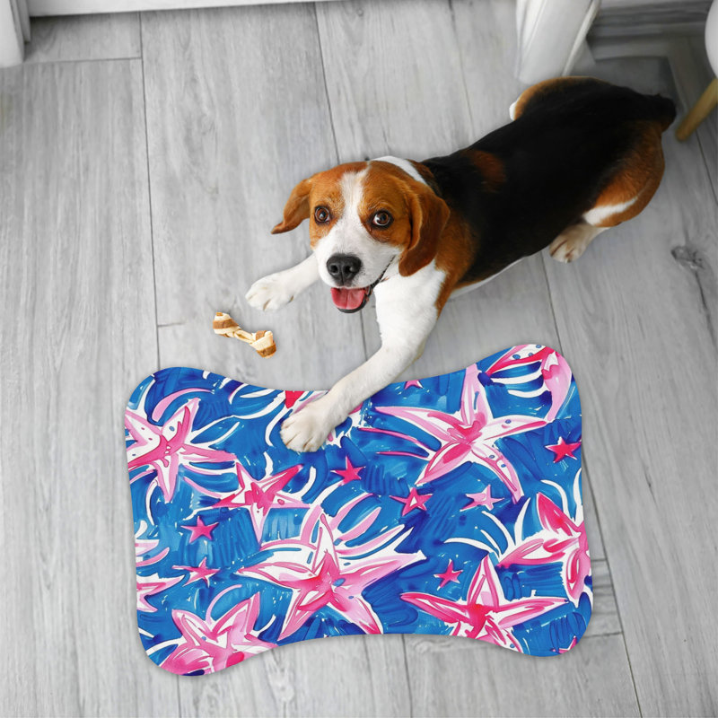 Preppy Explosive Patterns - 1 Piece Bone Shape Feeding Mat, 14"