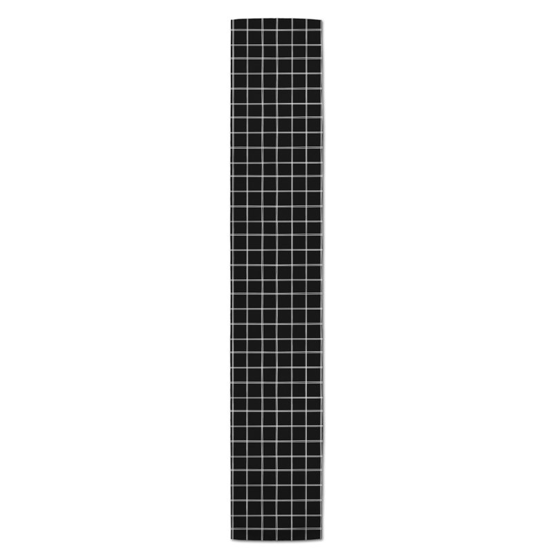 Askerby Roughhexagon Table Runner, 72" x 16", Black, Minor Hand Drawn Plaid
