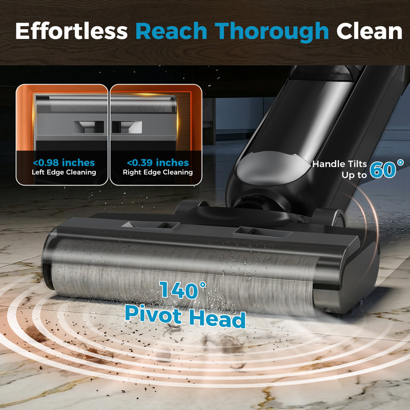 Cordless Wet Dry Vacuum Floor Washer with Self-Cleaning System, Dual Tanks and Edge Cleaning for Hard Floors, Black