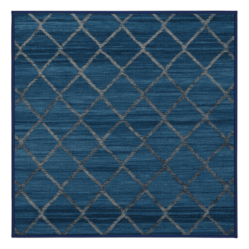 Machine Washable Trellis Gray Area Rug, Square 4'