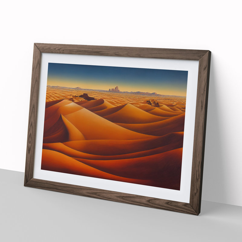 Golden Sand Desert Vol.2 1 Piece Single Picture Frame Wall Art, 46cm H x 64cm W x 2cm D, Walnut Framed
