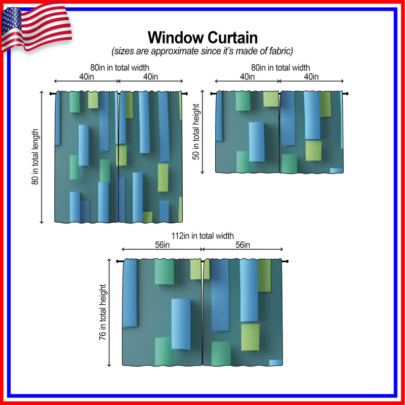 Rideaux rectangulaires à blocs abstraits de formes géométriques diaphane et obscurcissant - 2 panneaux, Transparent