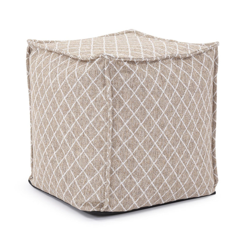 Square Pouf Grille Natural, Brown