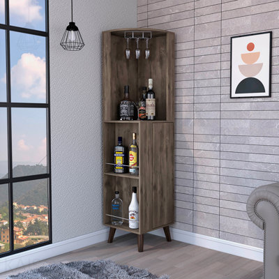 Armoire de rangement en coin à 1 tiroir et 2 tablettes