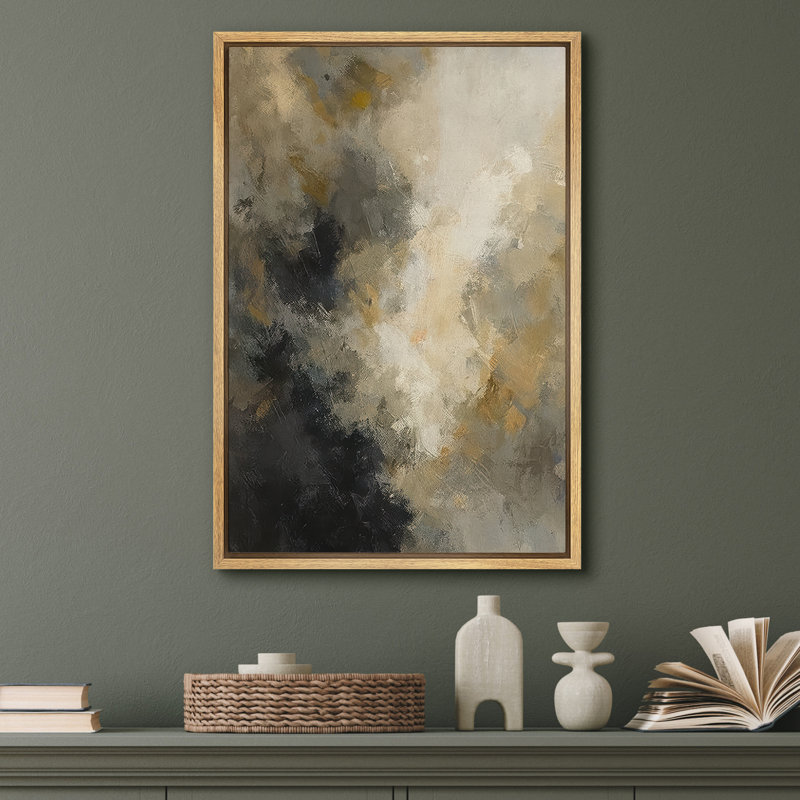 Impression sur toile encadrée noire et grise pour la décoration du salon, Naturel, H 36 po x l 24 po, Cadre flottant