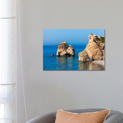 The Rock Of Aphrodite In The Mediterranean, Paphos (Pafos), Republic Of Cyprus by Keren Su - Wrapped Canvas Print
