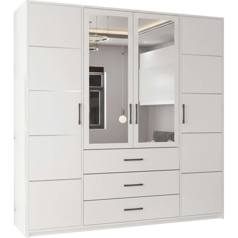 4 Door Manufactured Wood Wardrobe, White