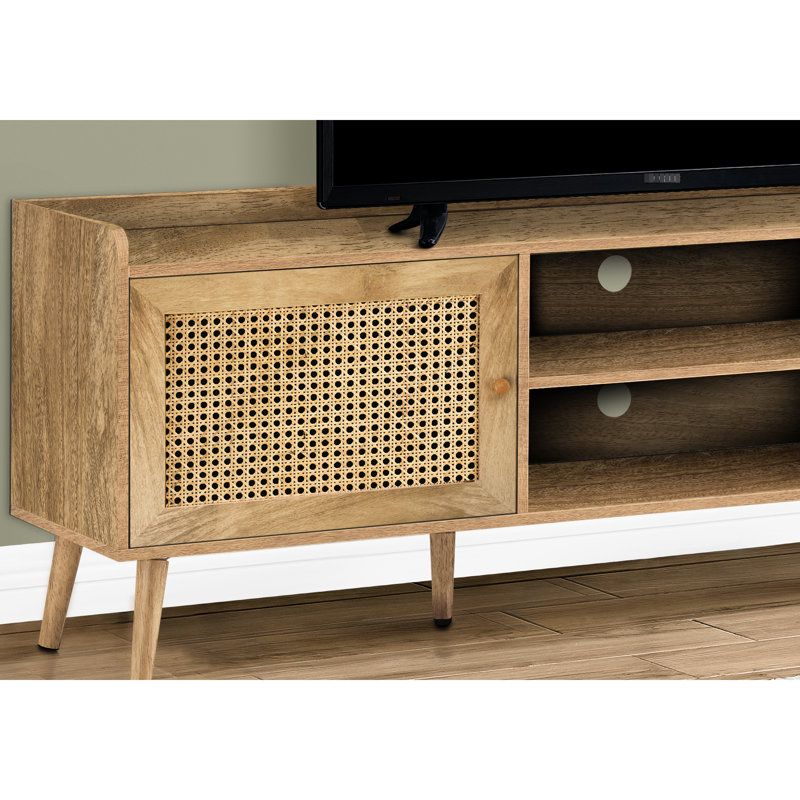 Meuble télé de 72 pouces, fini laminé en noyer, meuble stratifié moderne et fonctionnel, pour chambre ou salon