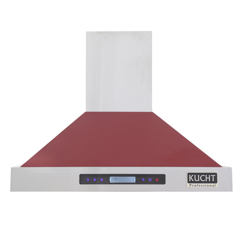 Kucht Stainless Steel Wall Range Hood, 28.75" H x 29.5" W x 22" D, Red