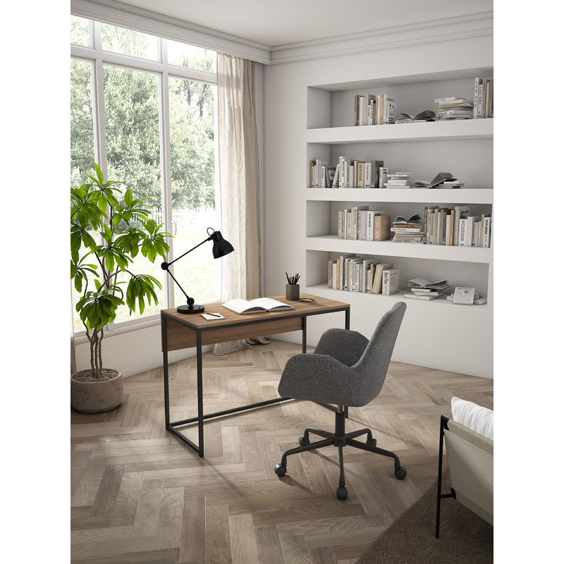 Metal Base Writing Desk, Walnut