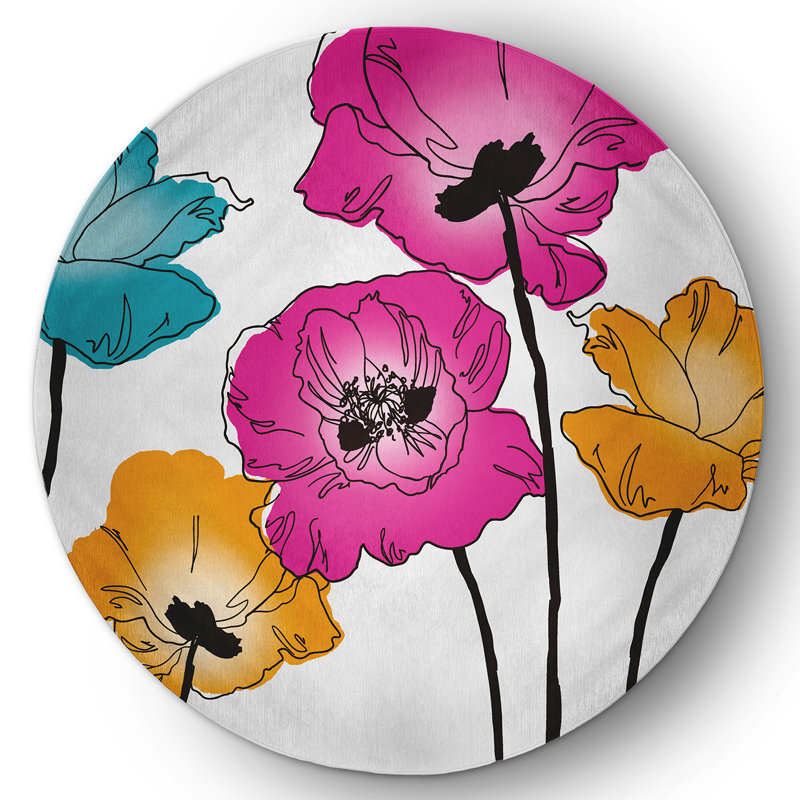 Chenille Floral Indoor Rug, Round 5'