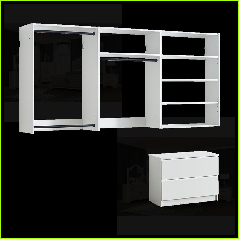 Closet Systems, Devi Modern Modular Wall-Mounted Wood Closet | White | Wood