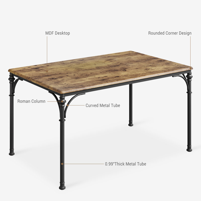 5 - Piece Dining Set, Vintage Dining Table With 4 Padded Seats, Brown