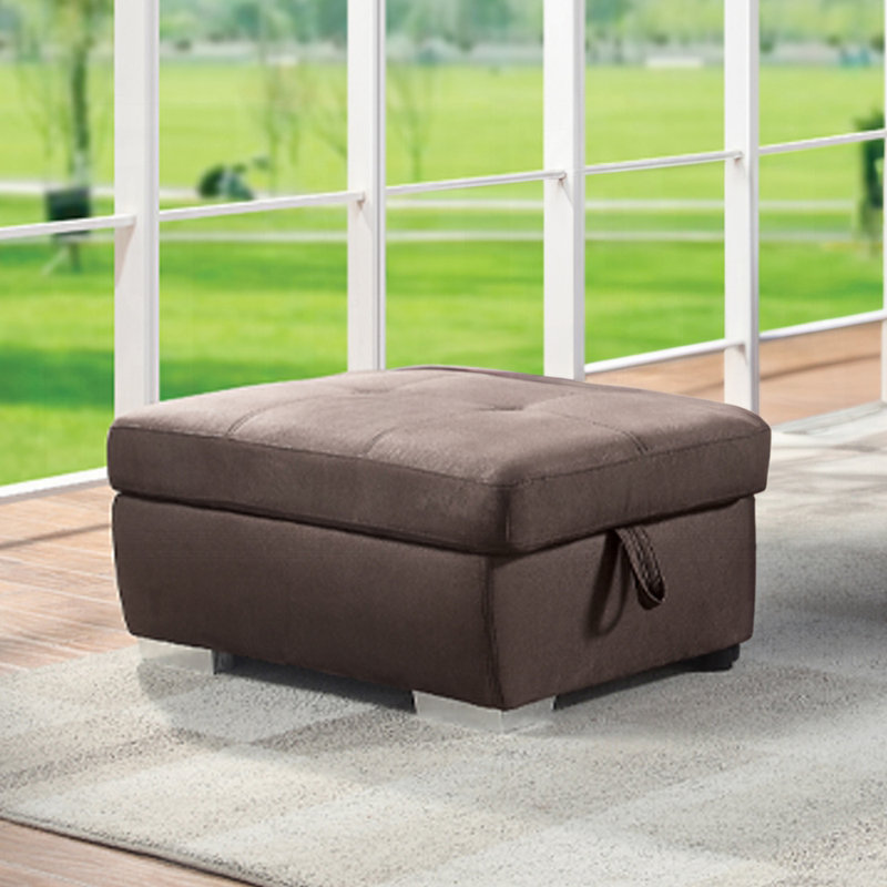 Repose-pieds rectangulaire brun avec rangement Acoose