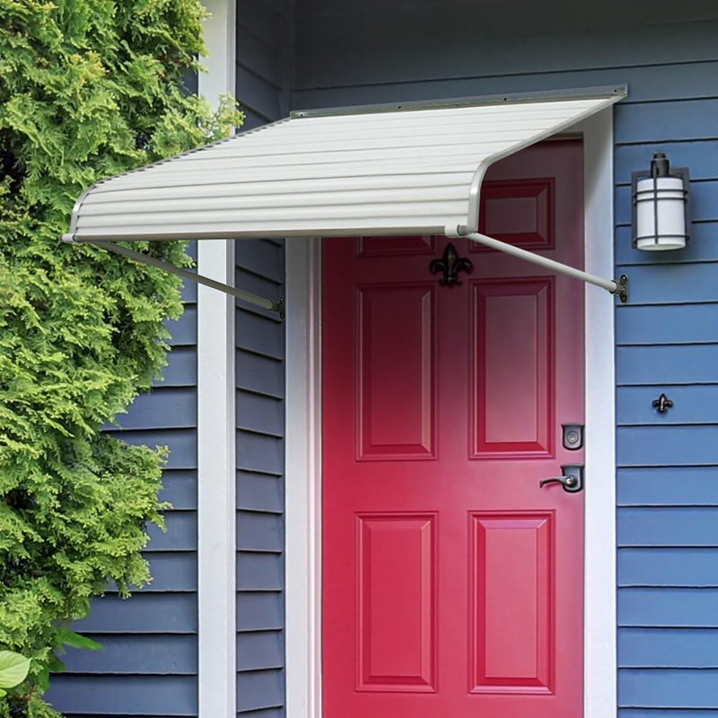 Awnings 48425 Series 2500 Aluminum Door Canopy with Support Arms, 48 inches Wide, White